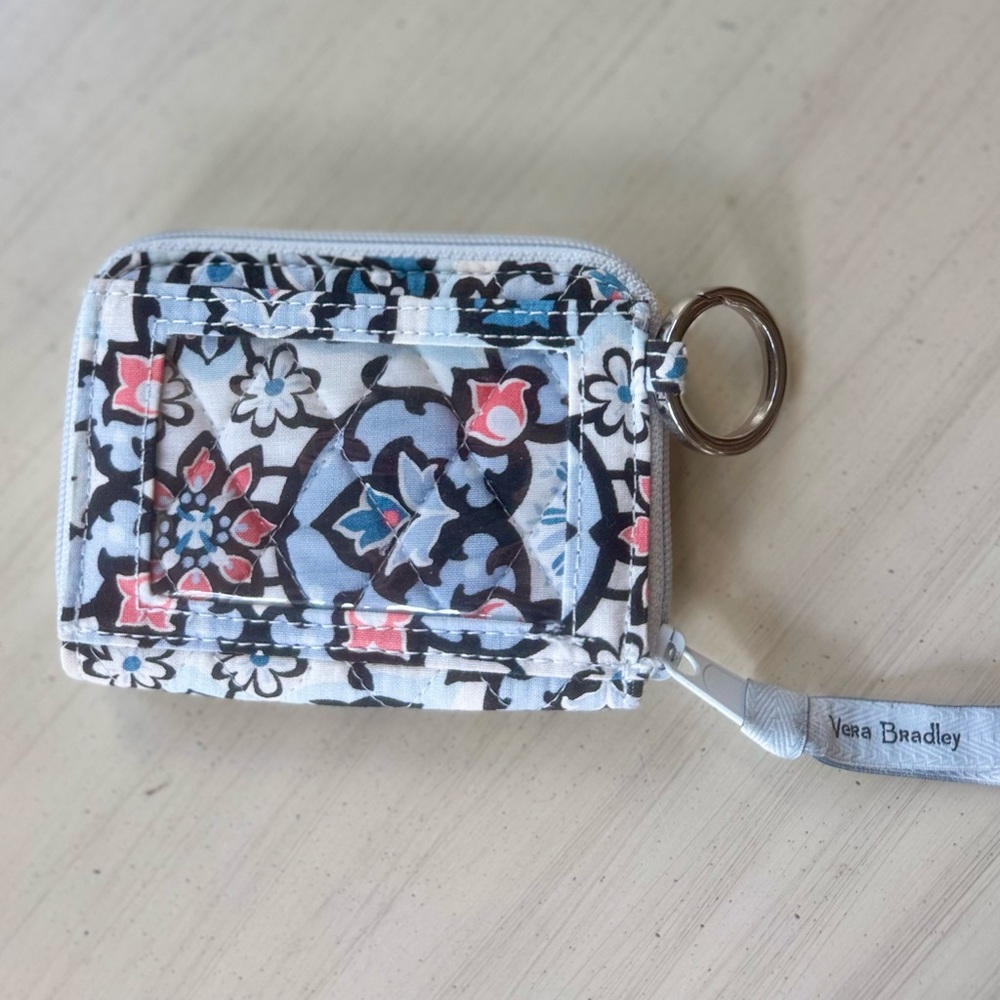 Vera Bradley Patterned ID Holder with Blue and Pink Accents